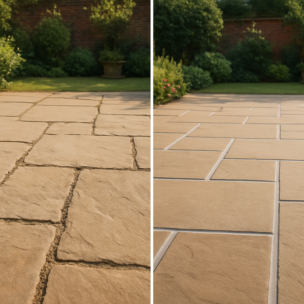 Before and after patio pointing restoration